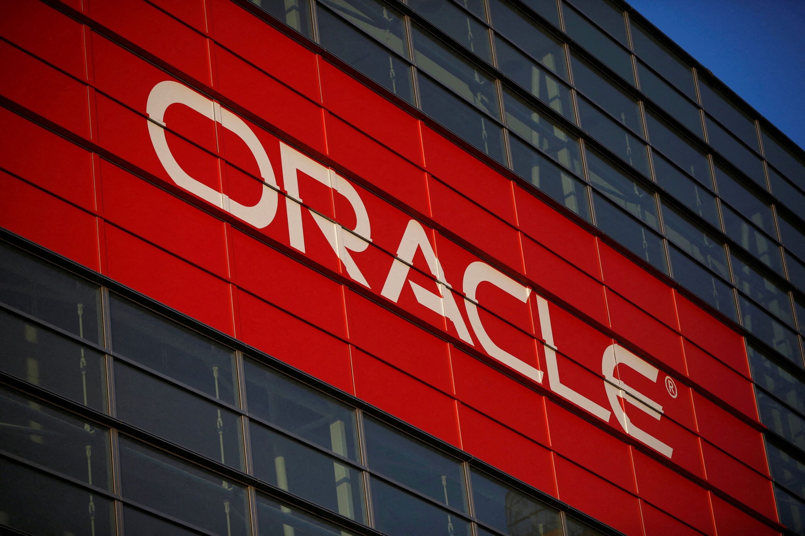 Oracle signage is seen outside Mocsone Center during Oracle OpenWorld 2012 in San Francisco, California October 1, 2012.